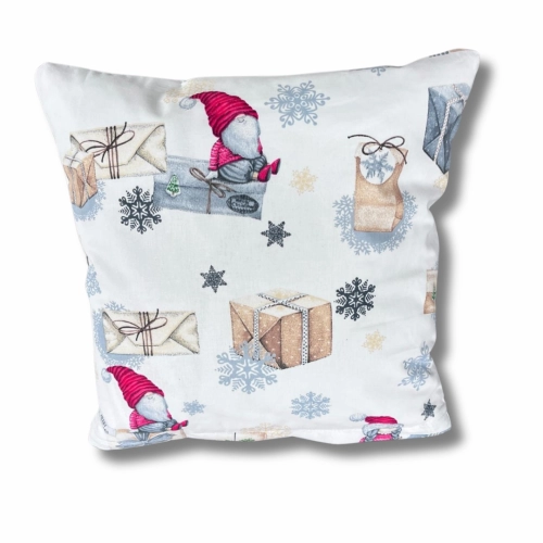 Świąteczna mała poduszka na jaśka z nadrukiem Mikołjka